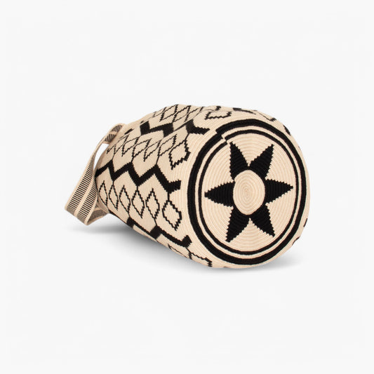 Geometric round tote L | Black