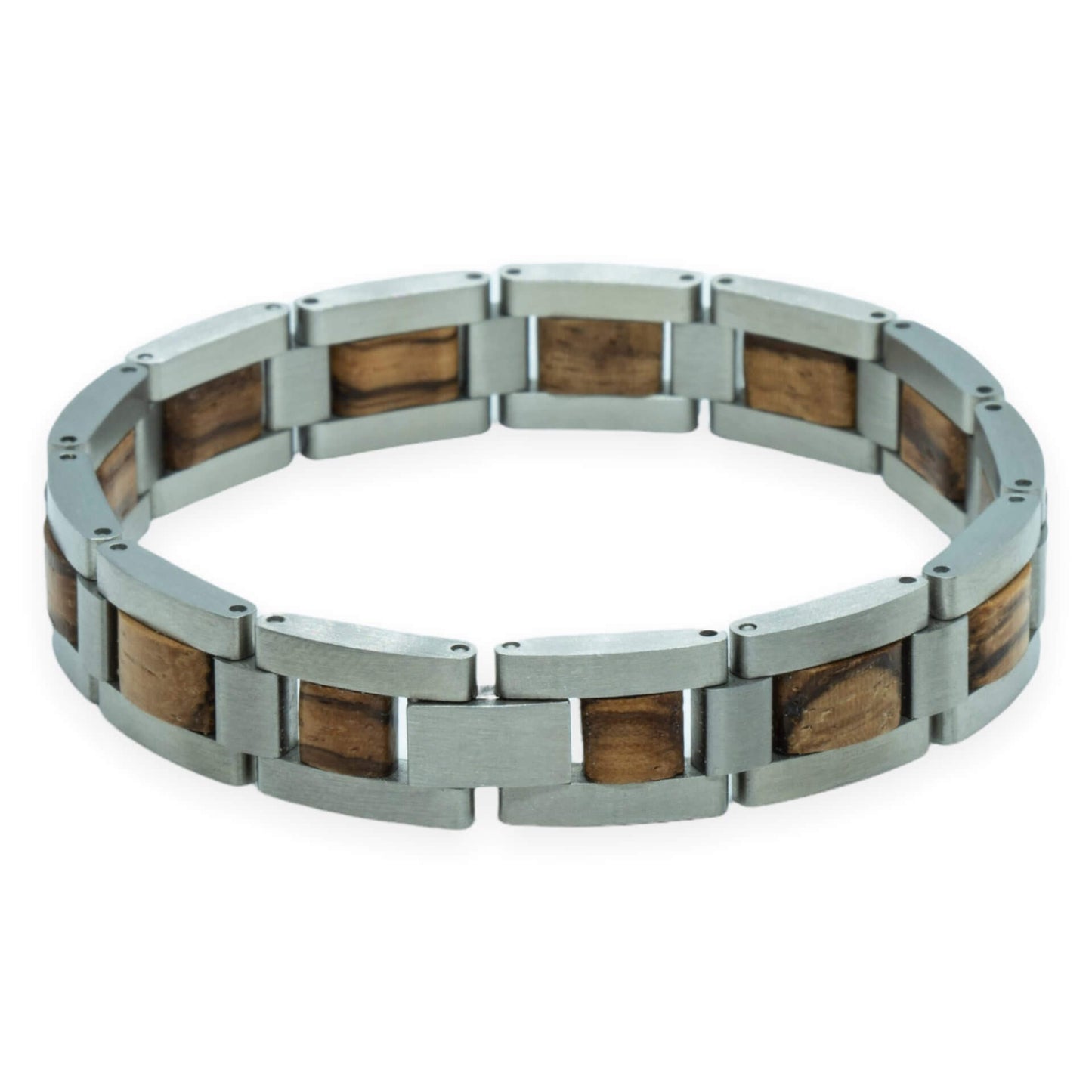 Ama Dablam – Icy Zebrano & Roestvrij Staal Houten Armband