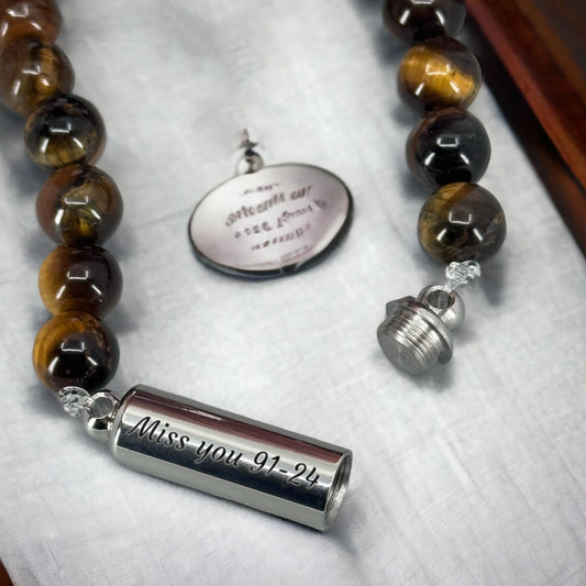 'Verstelbare' As-Armband met as-ruimte | 8mm Tijgeroog Kralen armband