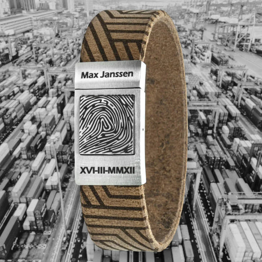 Leren vingerafdruk armband – Cargo Edition (8 leersoorten)