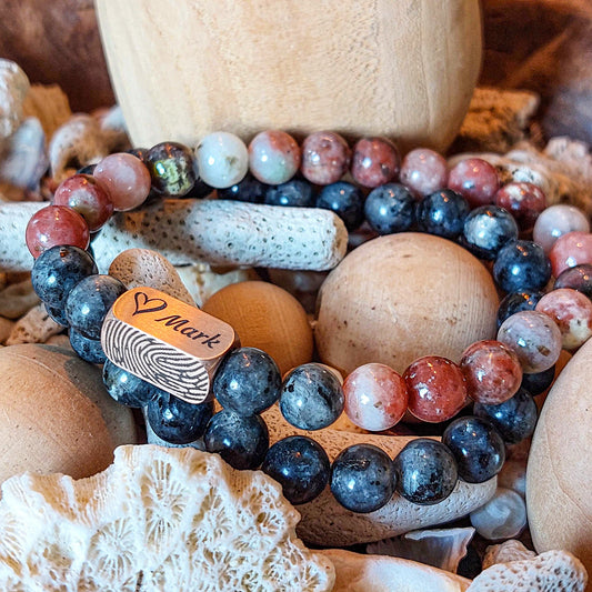 Vingerafdruk Kralen Armband Set – Black & Cherry