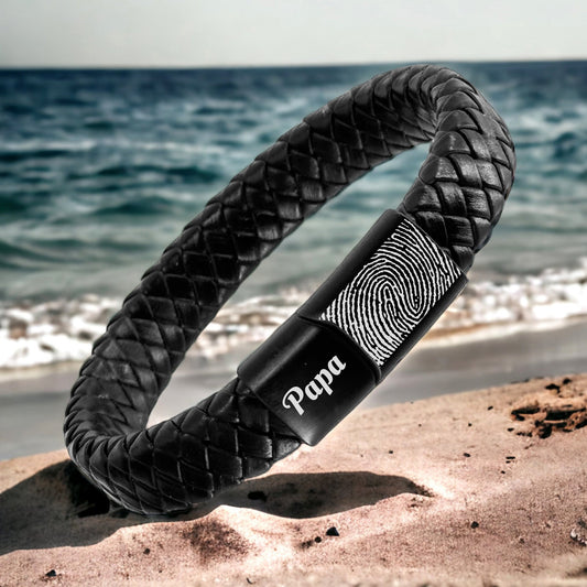 Luxe graveerbare armband - Gevlochten leer naar keuze