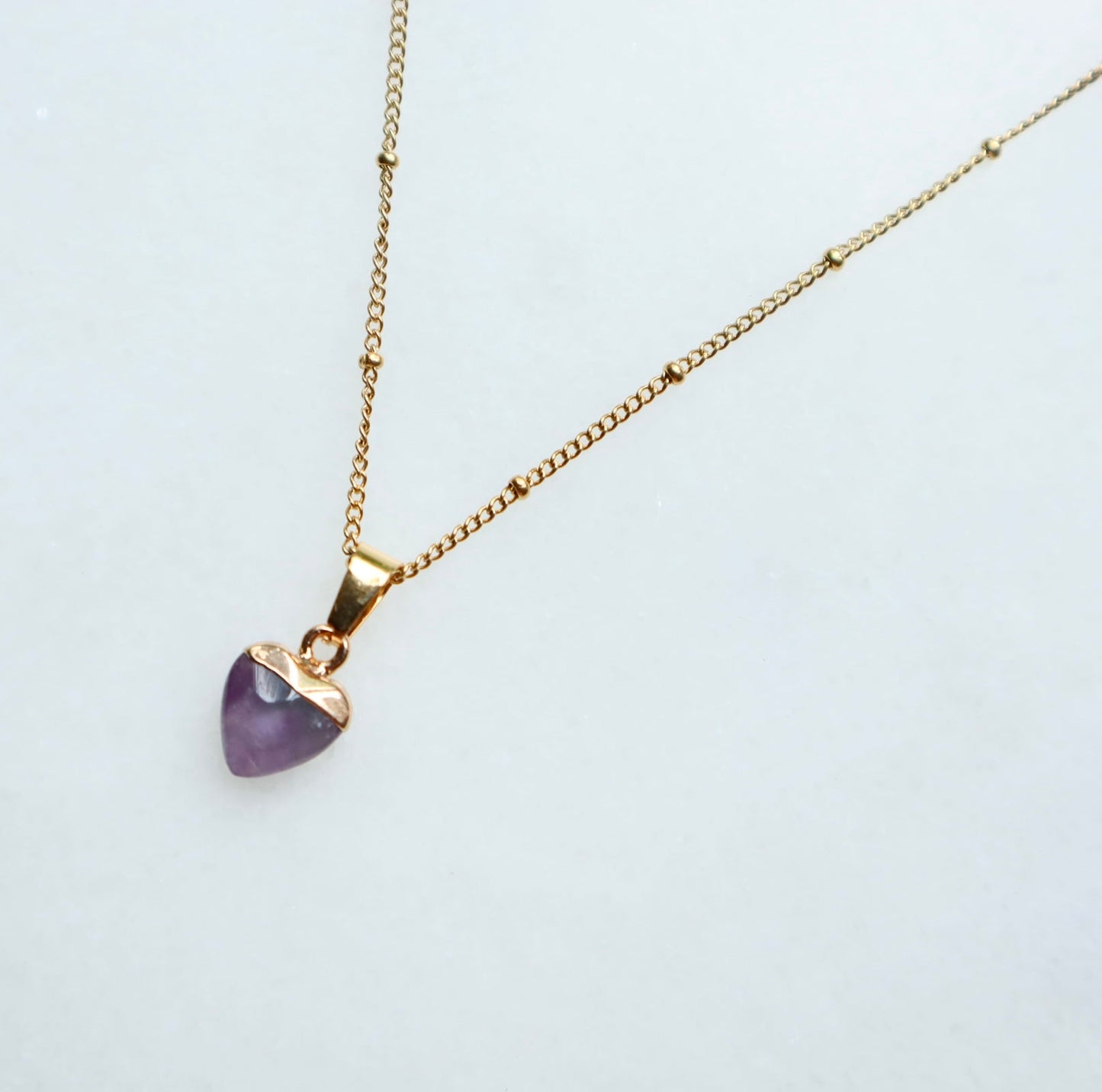 Amethyst Heart Necklace for Peace & Calm (S)