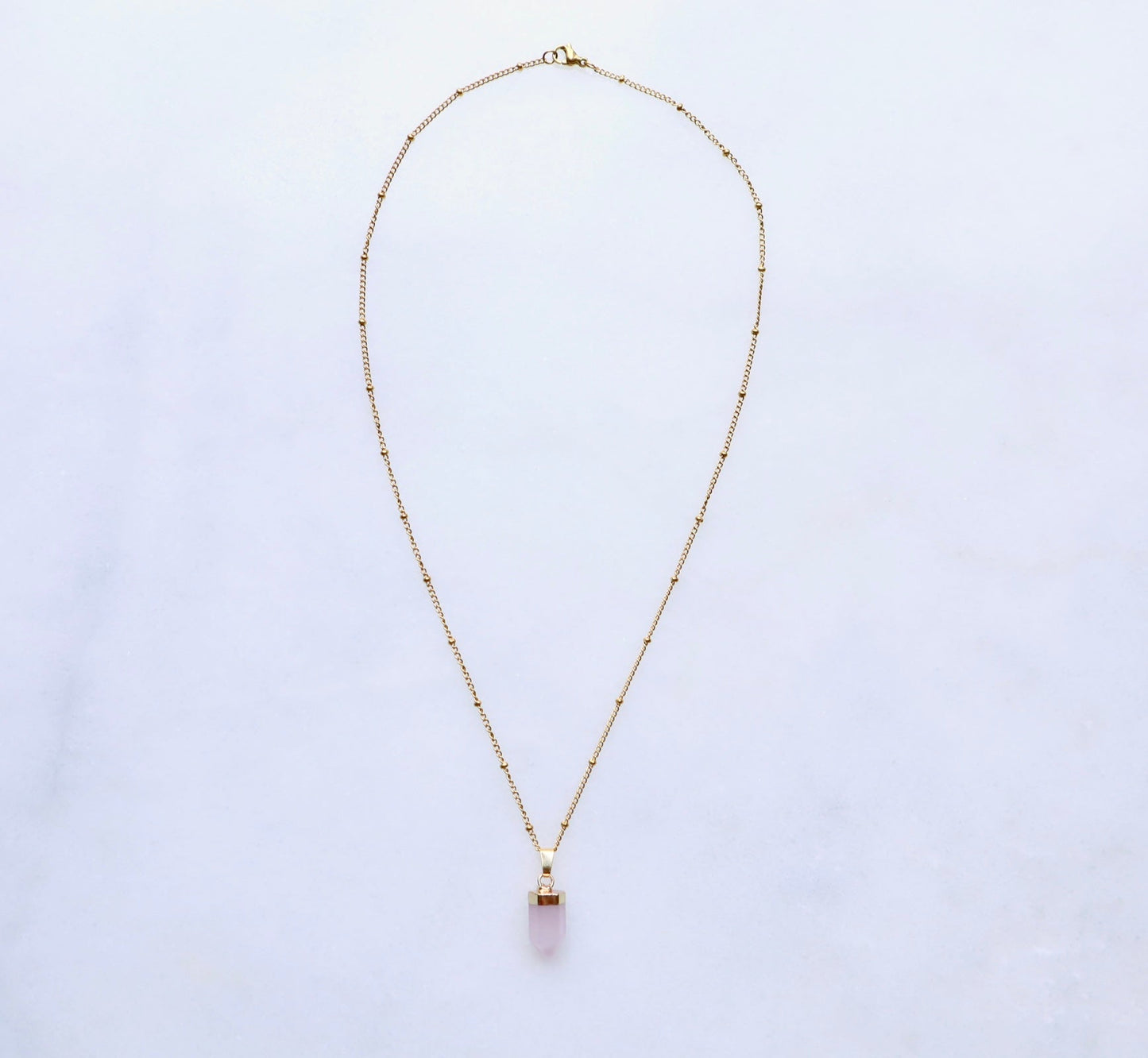 Rose Quartz Point Necklace for Love & Peace