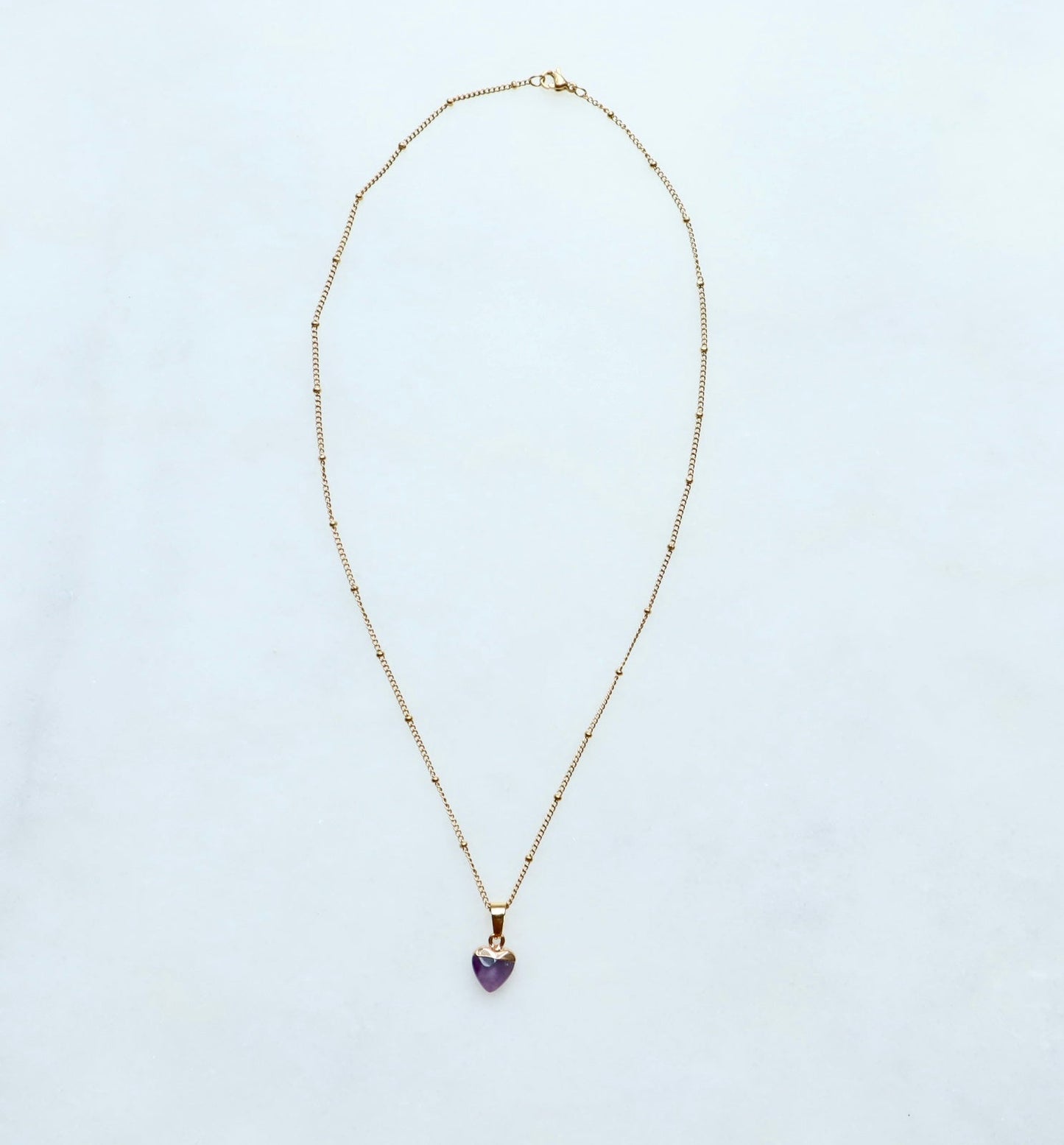 Amethyst Heart Necklace for Peace & Calm (S)