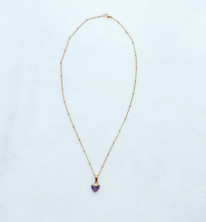 Amethyst Heart Necklace for Peace & Calm (S)