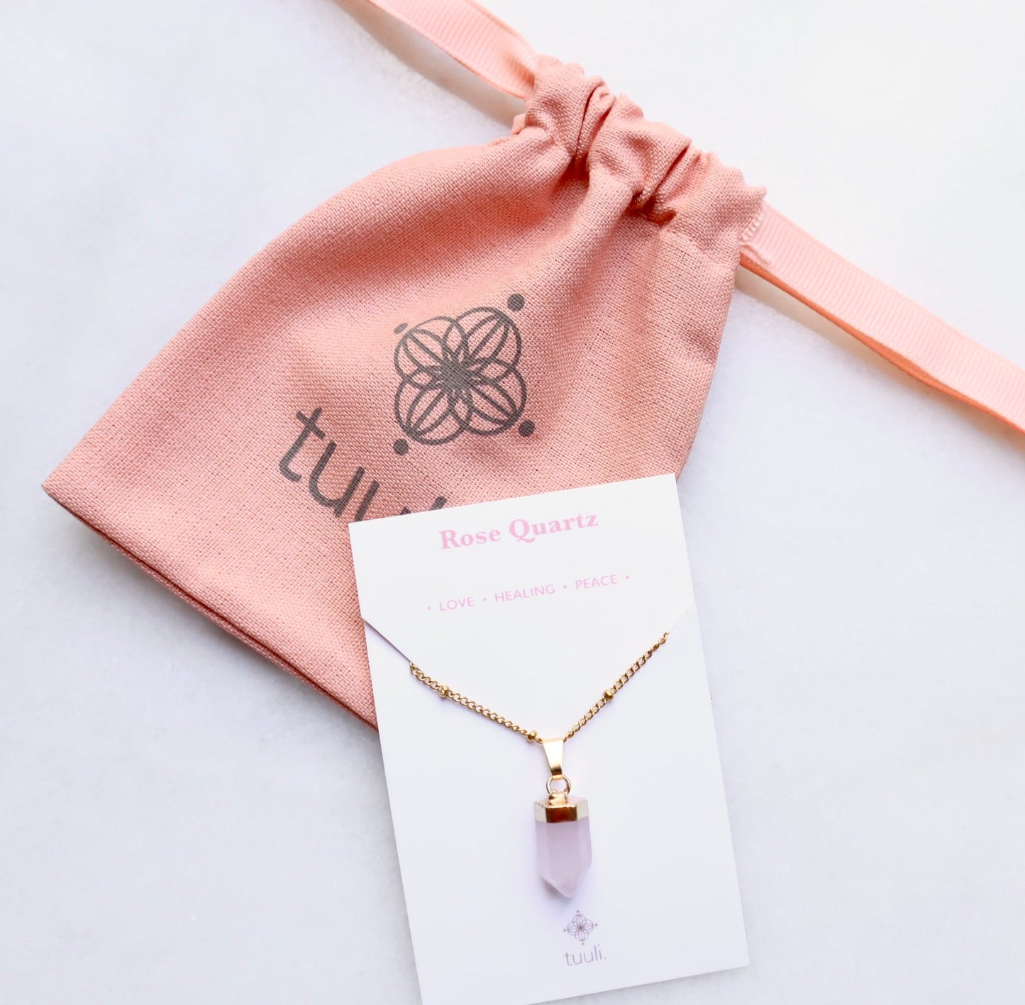 Rose Quartz Point Necklace for Love & Peace
