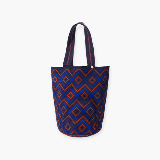Geometric round tote L | Navy