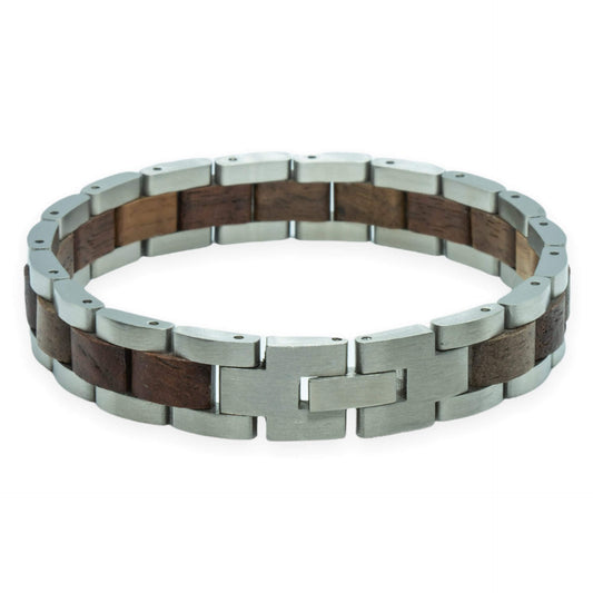 TimberWood – Mont Blanc (Walnoot + RVS) – Houten armband