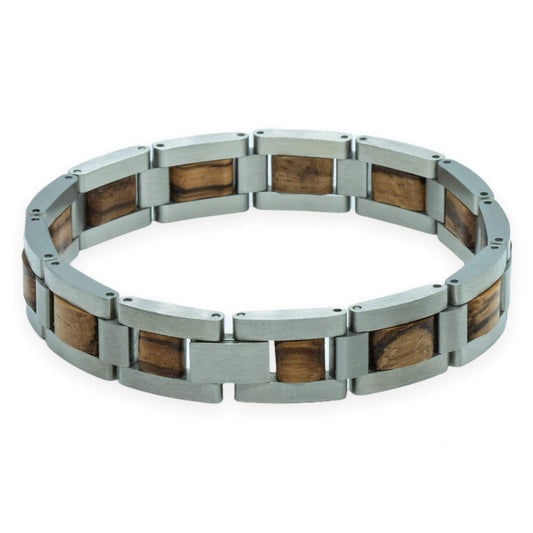 Ama Dablam – Icy Zebrano & Roestvrij Staal Houten Armband