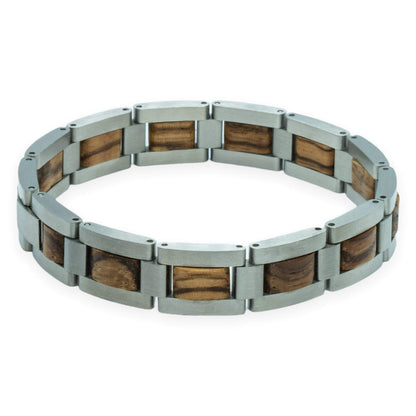 Ama Dablam – Icy Zebrano & Roestvrij Staal Houten Armband