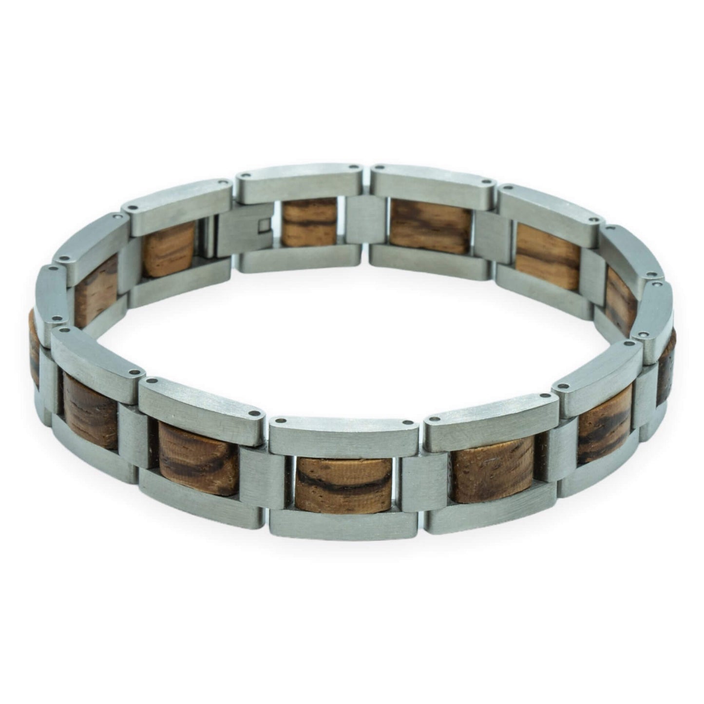 Ama Dablam – Icy Zebrano & Roestvrij Staal Houten Armband