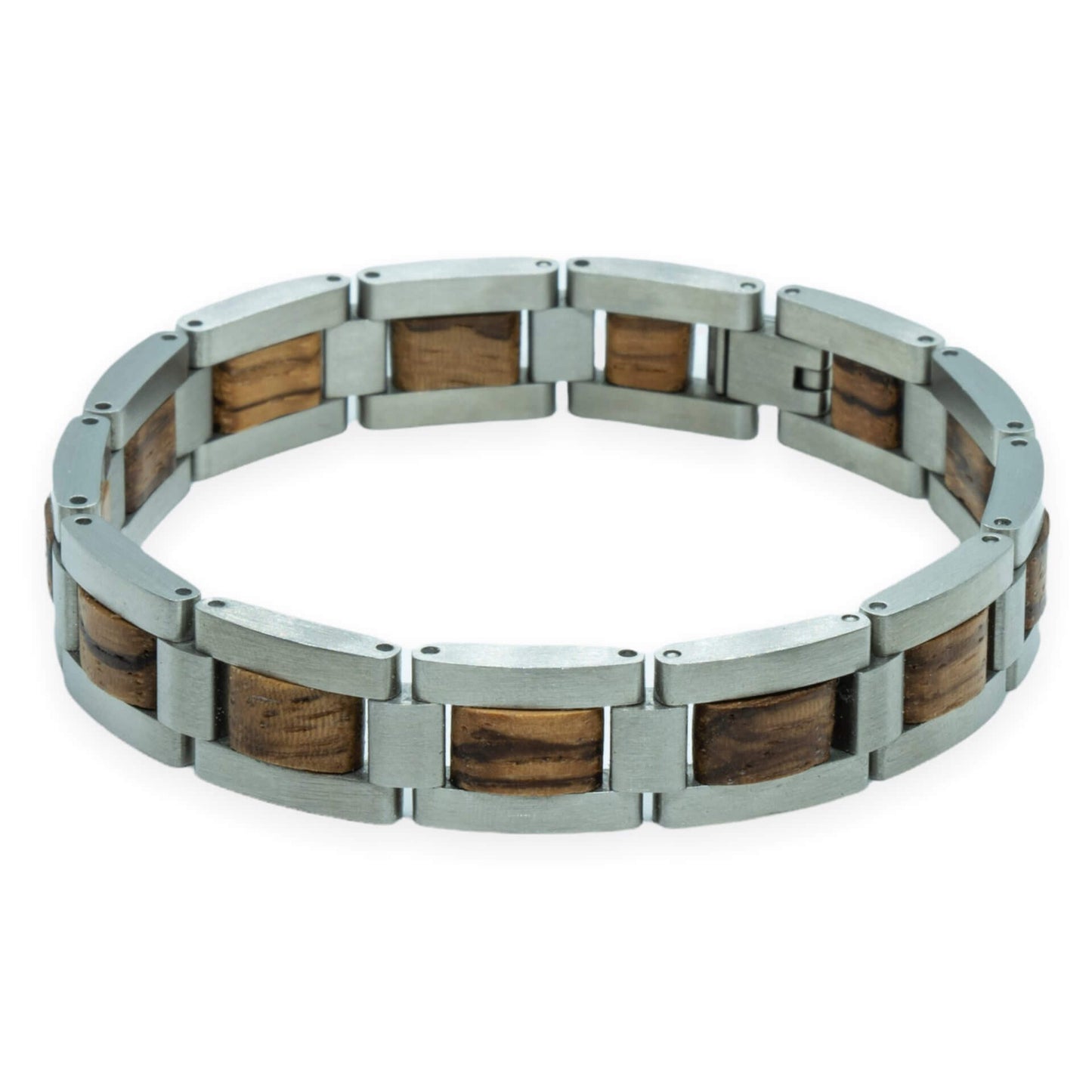 Ama Dablam – Icy Zebrano & Roestvrij Staal Houten Armband