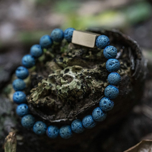 Voltage 'Electroplated Lava' blauwe kralen armband