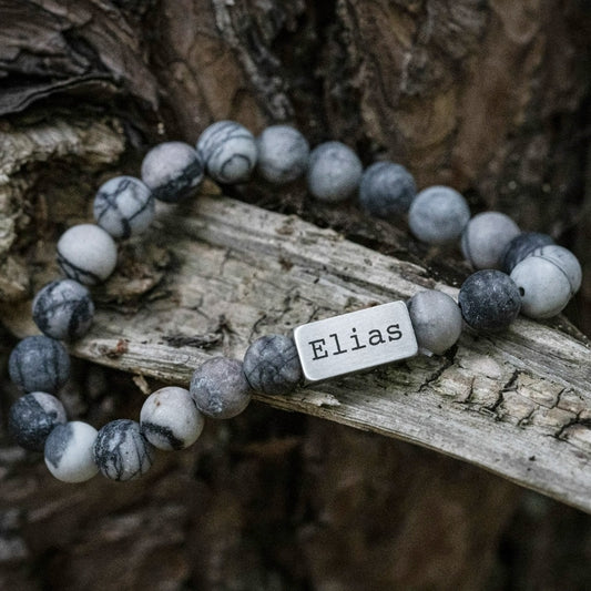 'Elias' Frosted Silk Netstone – Kralen armband 8mm