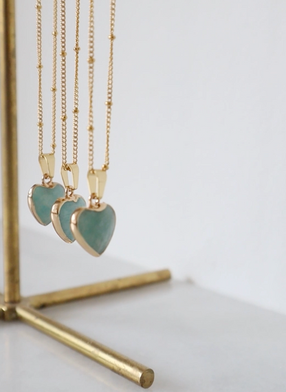Amazonite Heart Necklace for Happiness & Confidence