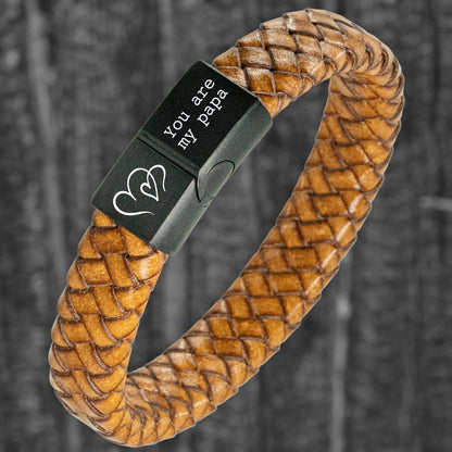 Luxe graveerbare armband - Gevlochten leer naar keuze