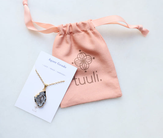 Agate Geode Necklace for Balance & Focus