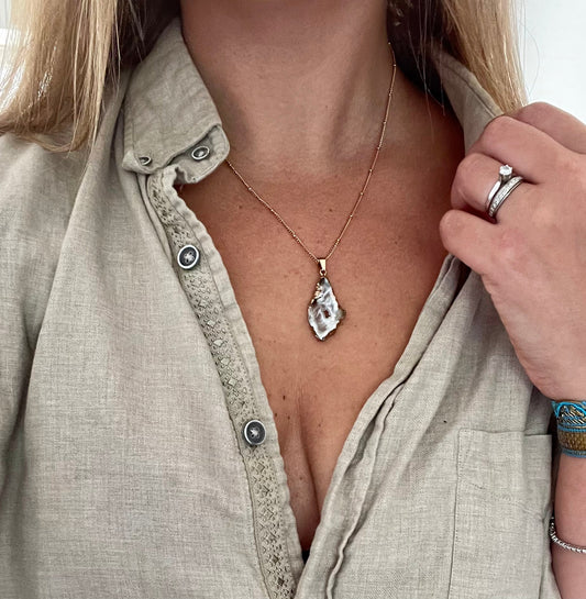 Agate Geode Necklace for Balance & Focus