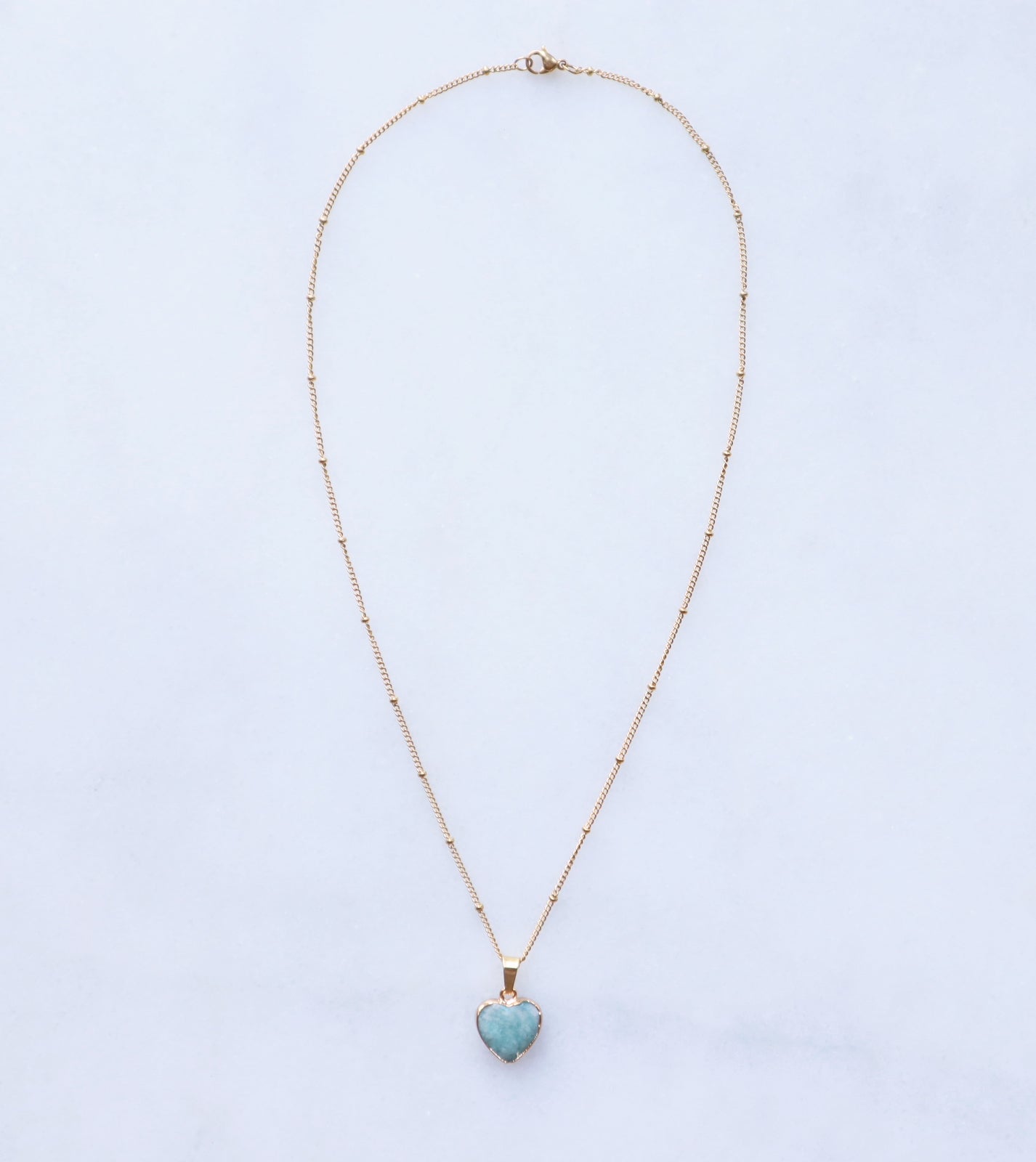 Amazonite Heart Necklace for Happiness & Confidence