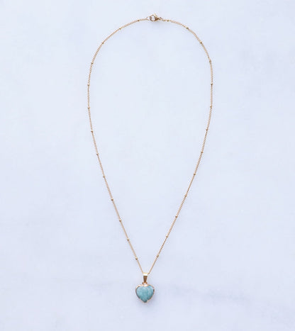 Amazonite Heart Necklace for Happiness & Confidence