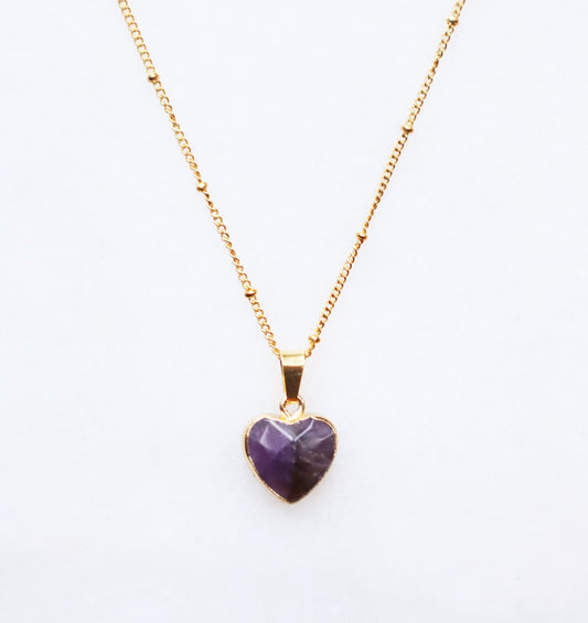 Amethyst Heart Necklace for Peace & Balance