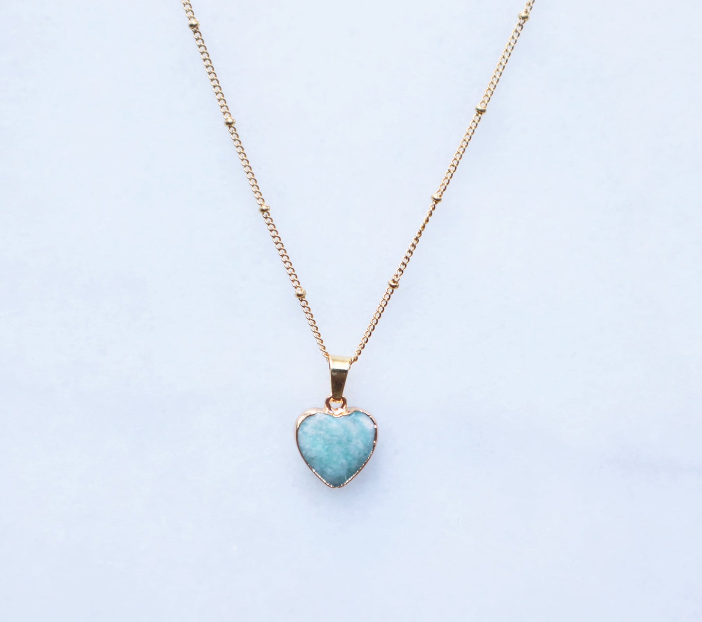 Amazonite Heart Necklace for Happiness & Confidence
