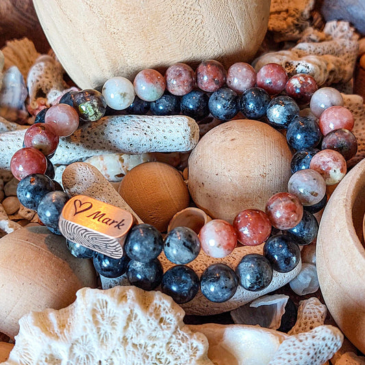 Vingerafdruk Kralen Armband Set – Black & Cherry