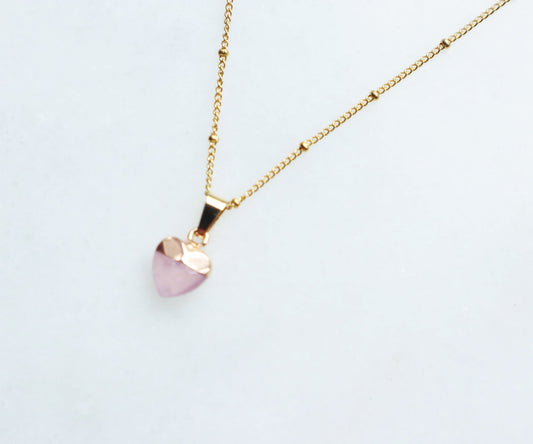 Rose Quartz Heart Necklace for Love & Peace (S)