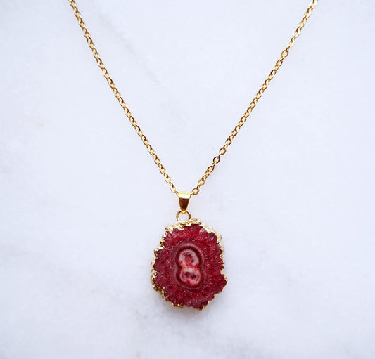 Strawberry Druzy Agate Necklace for Love & Positivity