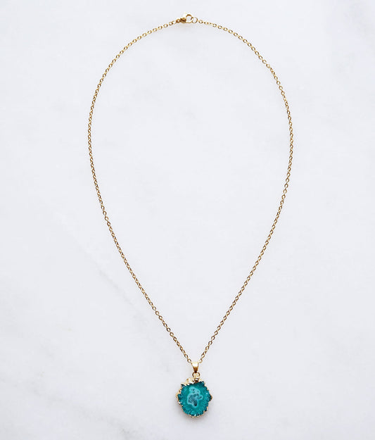 Turquoise Druzy Agate Necklace for Confidence