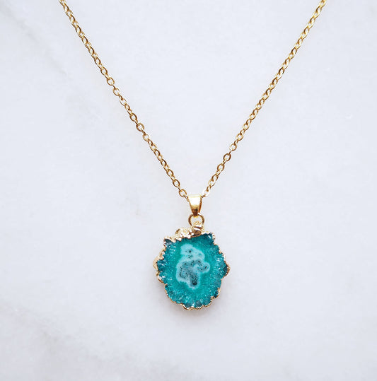 Turquoise Druzy Agate Necklace for Confidence