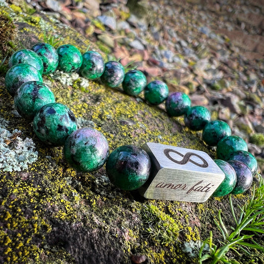 Beads of Nature: Groene met roze tinten (Uby Zoisite) – Kralen Armband