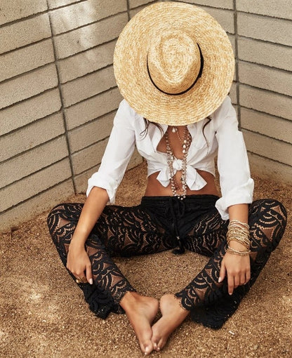 Luxe Zwarte Lace Strandbroek - PilyQ Malibu Diva